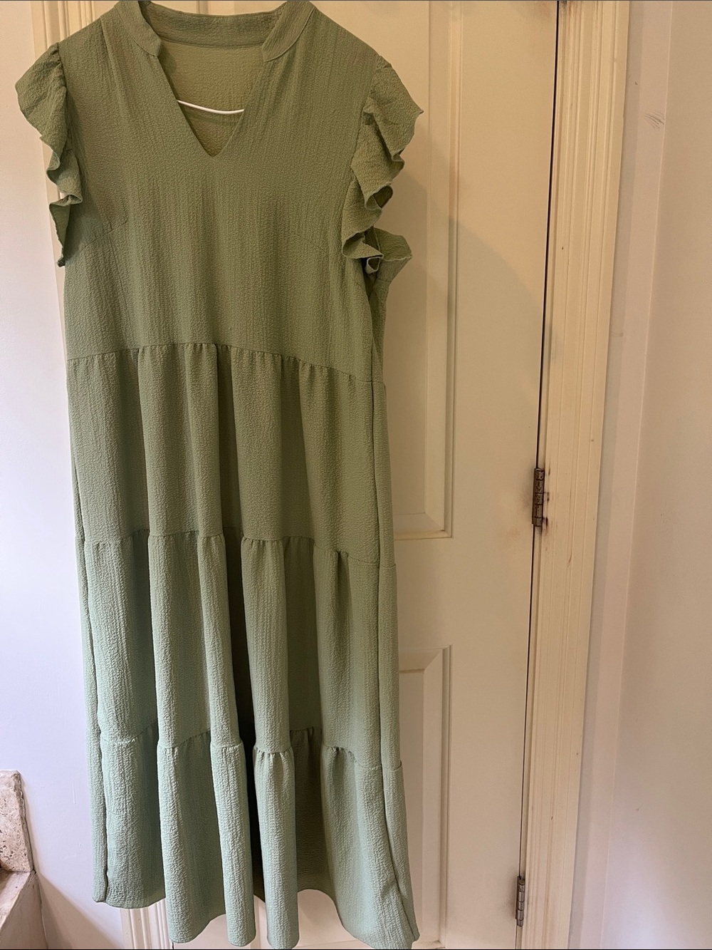 SHEIN Sage Green Ruffle Sleeve Maxi Dress